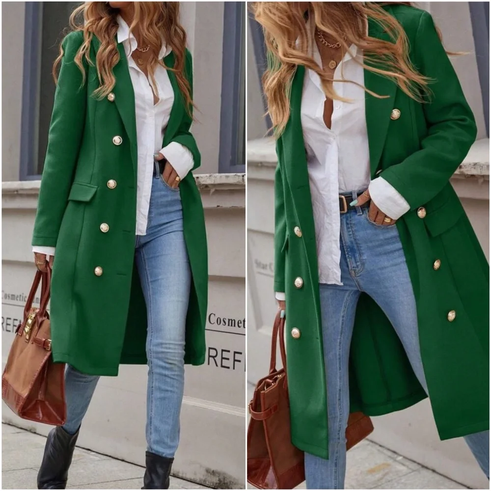Classic Colorful Button up Double Breasted Jacket Coat - Picture 1 of 5
